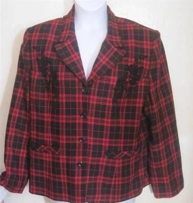Chaqueta Blazer Norton McNaughton Talla 18 Rojo Cuadros 4 Botones Mezcla Lana Carrera B14 Foto 1 de 4