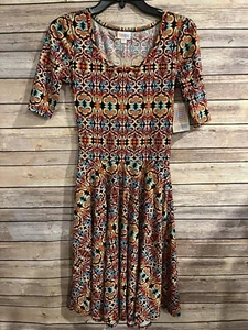 Damenkleid Lula Roe Nicole, Größe XS. NEU mit Etikett. Geometrisches Muster. Kurzarm - Bild 1 von 9