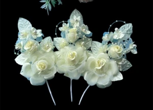 6" maize Silk Corsage Flowers with Pearl Spray price for 3 corsages - Picture 1 of 3