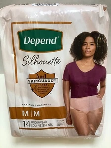 Depends Silhouette Women's Size Medium, 14 Ct, Blush Pink, Free Shipping!!! - Picture 1 of 3