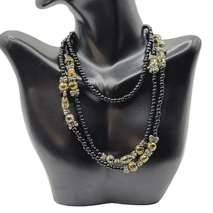 Handcrafted Art Glass Splatter Bead w Black Silver Tone ID Badge Holder Necklace - Picture 1 of 23
