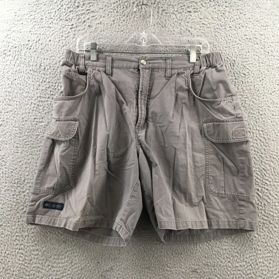 Columbia Cargo Shorts Mens 36 (Actual 33X7.5) Gray Mid Rise Elastic Waist Zip - Image 1 of 4