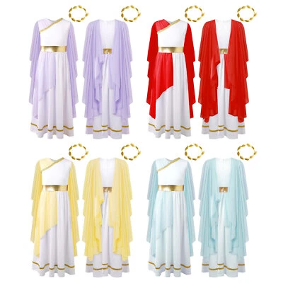 MARKENLOS DE Freebily Mädchen Griechische Kostüm Mittelalter Kleid Göttin Athena Stirnband