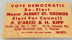 Seltener Wahlkampfschwamm 1967 Bürgermeister Albert St. George E. Paterson Elmwood Park NJ - Bild 1 von 3
