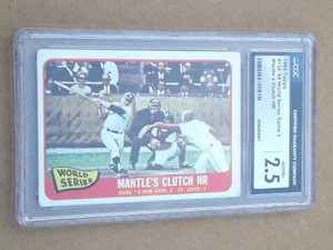 1965 Topps #134 Serie Mundial Juego 3 Mickey Mantle's Clutch HR Yankees CGC 2.5 - Imagen 1 de 3