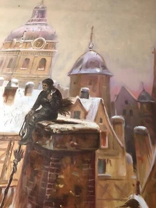 Chimney sweep 30x20in oil painting on canvas. London artwork Victorian decor - Picture 1 of 5