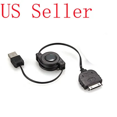 Black Retractable USB Sync Data Charger Cable Cord for iPhone 4 4S 3GS 3G 3 iPod - Image 1 of 2