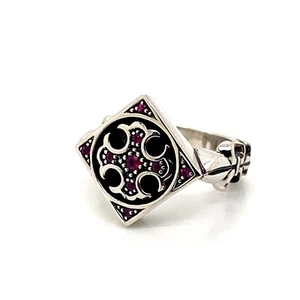 Anello unisex in argento sterling 925 con sigillo croce cercelee misura 9,5 - Foto 1 di 4