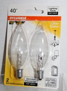 Sylvania 40w Clear B10 Candelabra Bulbs Blunt Tip 360 Lumens - 2-Pack - Picture 1 of 4