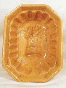 Yelloware Mold Wheat Sheaf Yellow Ware Country Primitive Food Pudding Antique - Picture 1 of 7