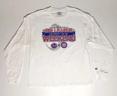 2014 Las Vegas Big League Day Mets Cubs XL Long Sleeve White T-Shirt - Image 1 of 4