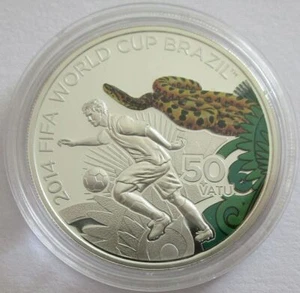 Vanuatu 50 Vatu 2012 Fußball-WM in Brasilien Gelbe Anakonda Silber - Bild 1 von 2