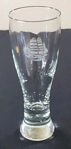 Goletta in vetro birra Pilsner vintage trasparente incisa design usata in ottime condizioni - Foto 1 di 10