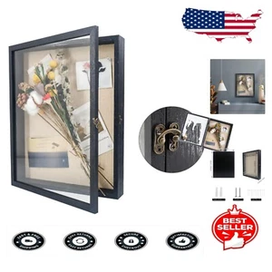 Sturdy Rustic 13x16 Shadow Box with Hinged Door for Photos & Special Keepsakes - Picture 1 of 9