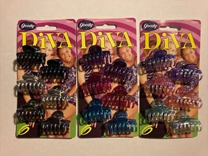 Goody Diva Fashion Hair Clips 6 Plastic Claw Clips New 1999 (3 Different Sets)Y2 - Picture 1 of 10