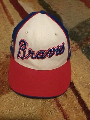 Atlanta Braves Blue White Hat Cap Fitted Mitchell Ness Cooperstown MLB Sz 7 1/4 - Image 1 of 4