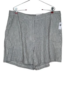 Old Navy Women's Shorts Stripe Linen Blend Pockets Pleated Black/White Sz.XL NWT - Picture 1 of 12