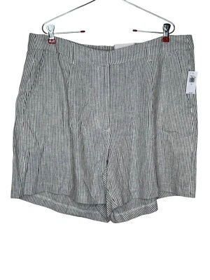 Old Navy Women's Shorts Stripe Linen Blend Pockets Pleated Black/White Sz.XL NWT - Image 1 of 4