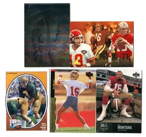 Joe Montana 5 Football Card Lot HOF 49ERS KC CHIEFS NOTRE DAME (LOT 33) - Picture 1 of 1