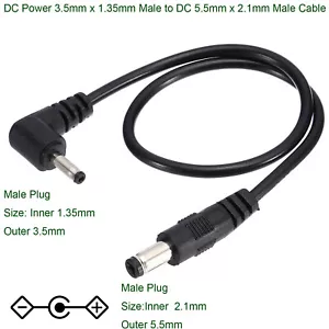 CCTV DC Power 5.5mm x 2.1mm Male to 3.5mm x 1.35mm Right Angle Adapter Cable 1ft - Picture 1 of 9
