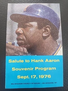 1976 Milwaukee Brewers Home Run King Hank Aaron Night Salute program VINTAGE---- - Picture 1 of 3