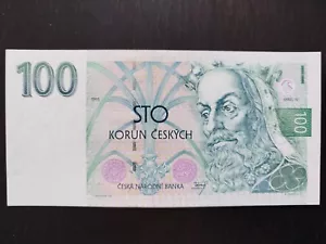 100 Korun 1993 Czech Republic UNC Scarce Series A09 Banknot Czechy Banknot - Zdjęcie 1 z 2