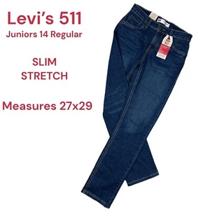 NEU Levis 511 Slim Denim Jeans Junior Gr. 14 Reg (27x29) blau Stretch - Bild 1 von 9