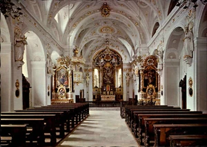 Postal ~ 1970/80 HALL in Tirol Austria vista interior de la iglesia jesuita - Imagen 1 de 2