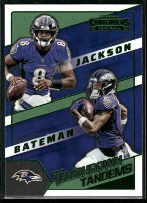 #TDT-LJA L. Jackson / R.Bateman 2022 Panini Contenders Touchdown Tandems Emerald - Image 1 of 2