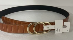 A New Day Women's Size L Brown Belt Alligator Print Faux Leather NEW - Picture 1 of 6