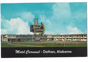 MOTEL KARUSSELL Vintage Pfeilschild & Pool Dothan Alabama Postkarte AL 1961 - Bild 1 von 2