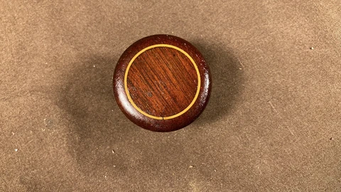 Antique Mahogany? Wood w/ White Inlay Drawer Knob Pull Instrument Chest Box Rare Cover