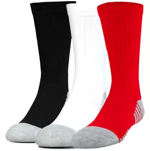 UNDER ARMOUR UA Heatgear Tech Crew Socks 3 Pack YTH (4Y-8Y) WMNS (6-9) MEN (4-8) - Picture 1 of 1