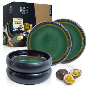 4x Suppenteller Essteller tiefe Speiseteller Schale Steinzeug Geschirr Set ø19cm - Bild 1 von 8