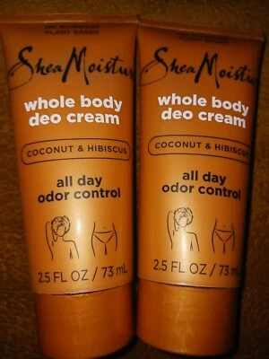 2 SHEA MOISTURE WHOLE BODY COCONUT HIBISCUS DEODORANT CREAM ALL DAY 2.5 OZ NEW - Image 1 of 2