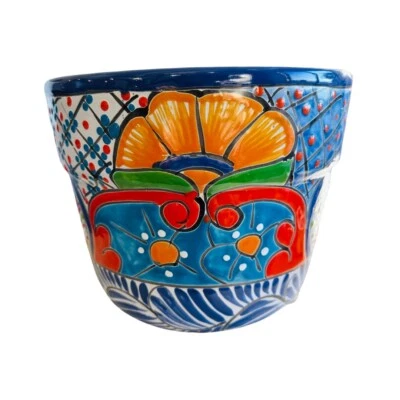 Vaso de flores raro lindo jardim mexicano plantador de cerâmica feito à mão multicolor - Imagem 1 de 4