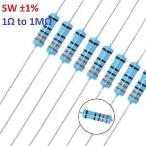5PCS 5W Big Power Metal Film Resistor ±1%- Full Range of Values (1Ω to 1MΩ) - Picture 1 of 3