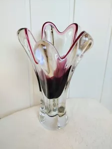 Beautiful Josef Hospodka Czech Glass Vase - Flower Art Bohemia Chribska - Picture 1 of 3