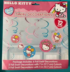 Hello Kitty Sanrio Cat Kids Birthday Party Hanging Swirl Decorations 12 Pc NOS - Picture 1 of 9