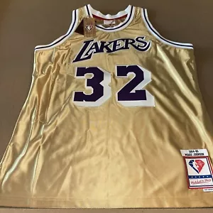 Mitchell And Ness LA Lakers Magic Johnson 75th Anniversary Gold Swingman 1984 XL - Picture 1 of 5