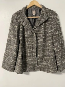 J. Jill grau beige Wollmischung Tweed Damen Swing Jacke Damen M - Bild 1 von 10