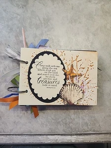 Small Handmade 6" x 4" Junk/ Photo Album Journal w/ Beach Theme Gift Memory Book - Picture 1 of 13