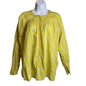 J Crew Damen gelb Blumen gesmokte Bauernbluse Größe 3X Cottagecore Country - Bild 1 von 10