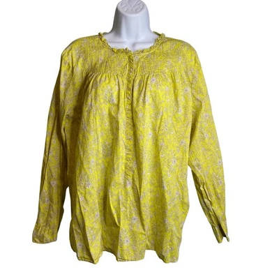 Blusa campesina J Crew para mujer amarilla floral ajustada talla 3X Cottagecore Country Foto 1 de 4
