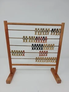 Raro abaco vintage 1950 in legno con coda di rondine uccellini che contano matematica educativo - Foto 1 di 10