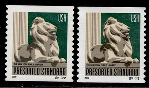U.S. #3447 NY Public Library Lion (2000) PNC singles P#S22222, S33333 USED - Picture 1 of 1