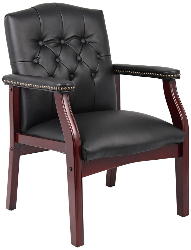 Boss Black Caressoft Traditional Mahogany Guest Chair - Image 1 of 1