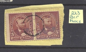 US Scott #223 a pair USED on piece fancy cancel of a circle w/ unclear numerals! - Picture 1 of 1