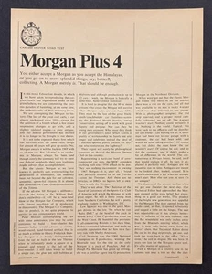 1968 Morgan Plus 4 Roadster Road Test Technical Data Review Article - Picture 1 of 1