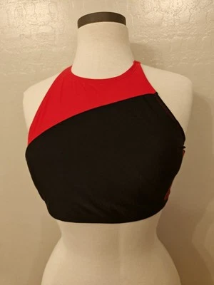 Traje de baño Top-Adidas, talla M, rojo negro, lazo trasero, 3 rayas, bikini deportivo Top Foto 1 de 4